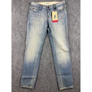 Sacred Blue Straight Leg Distressed Jeans Light Wash Made in USA Size 28 NWT